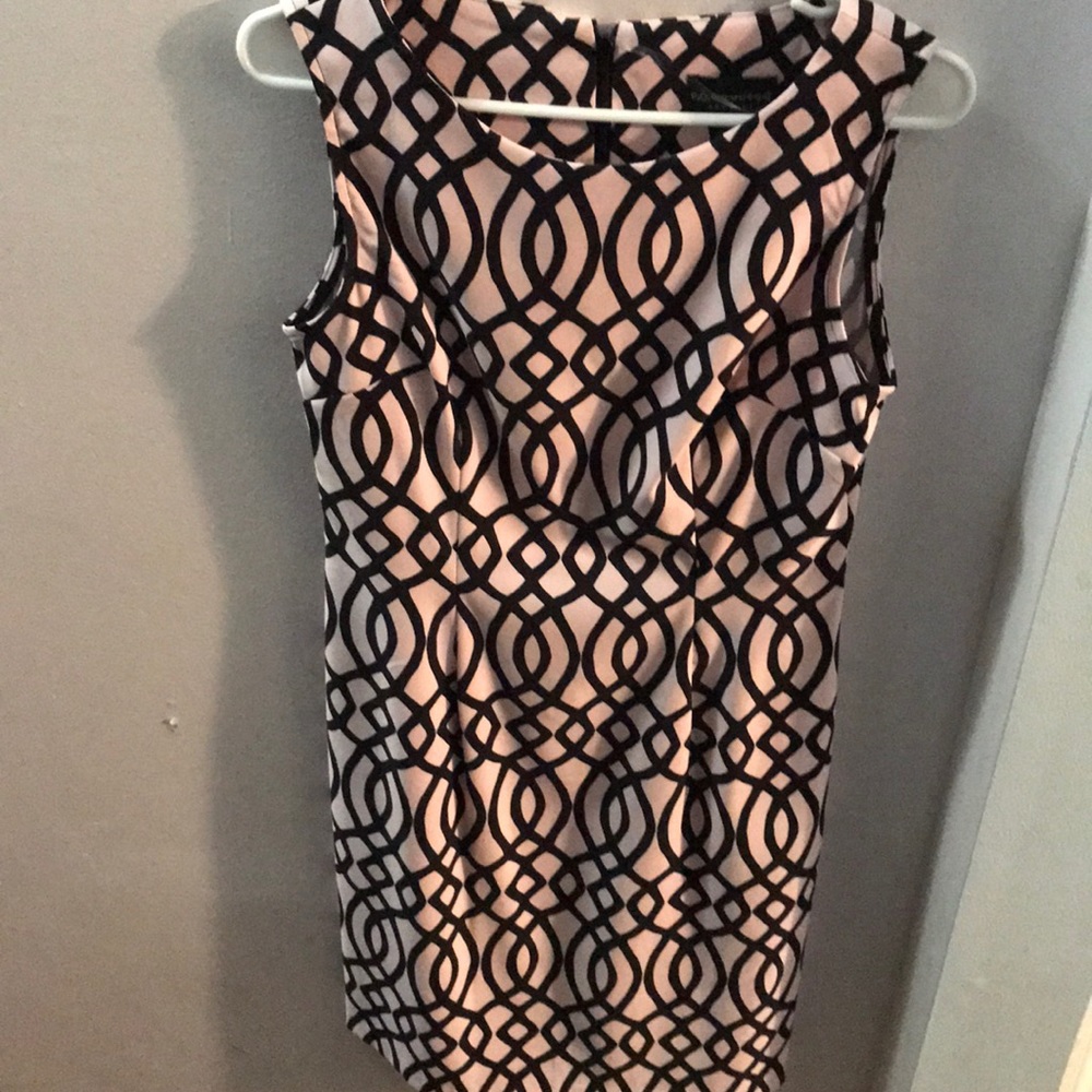 Navy and peach geometric dress